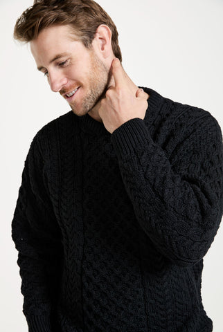 Inisheer Traditional Mens Aran Sweater - Black