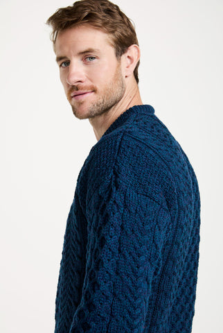 Inisheer Traditional Mens Aran Sweater - Atlantic