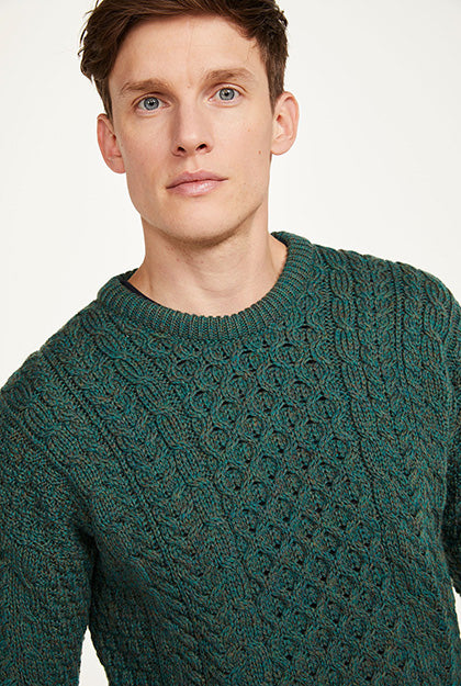 Inisheer Traditional Mens Aran Sweater - Green