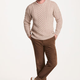 Pull traditionnel mérinos Aran pour femmes Inisheer - Marine