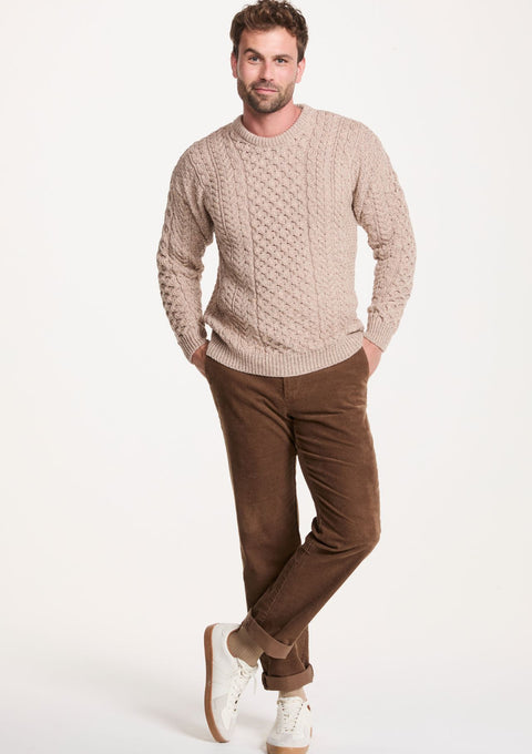 Pull traditionnel mérinos Aran pour femmes Inisheer - Marine