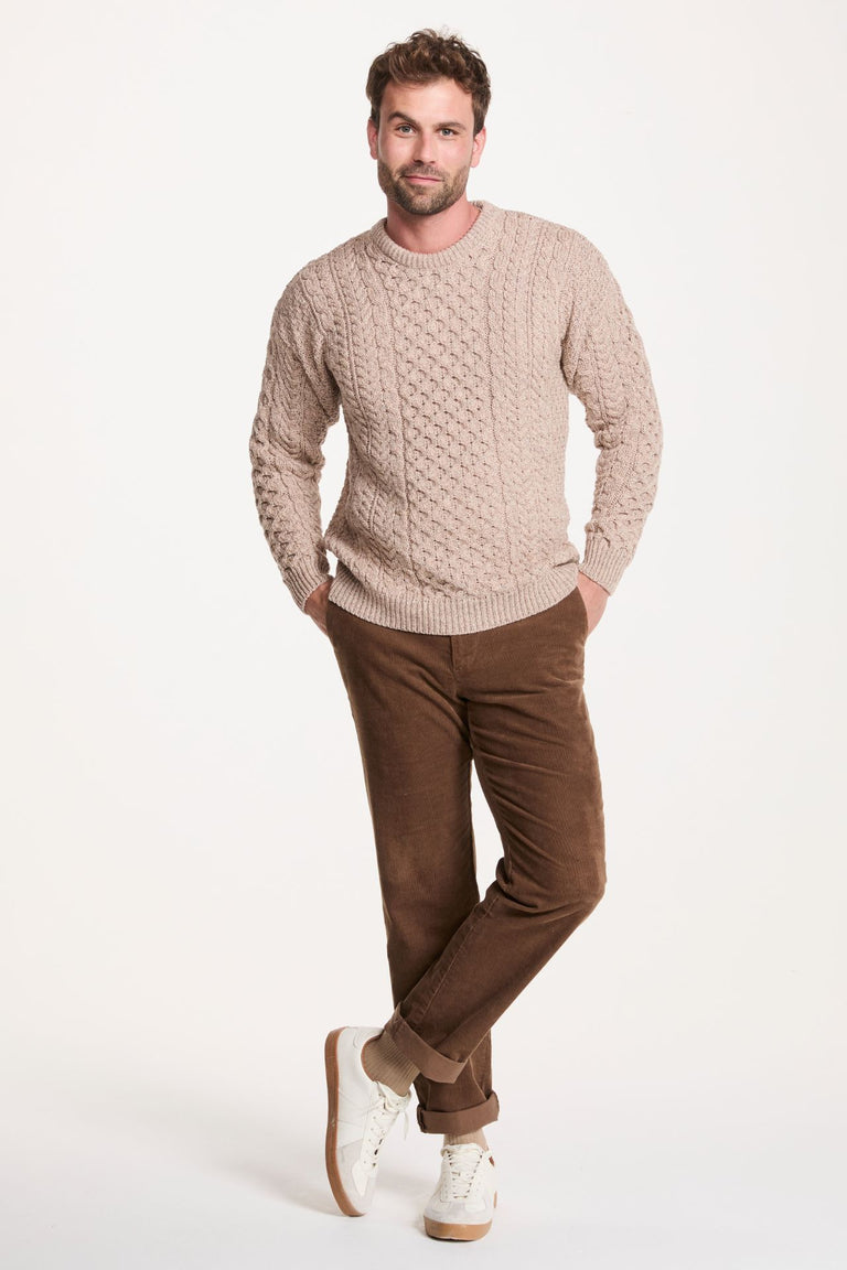 Pull traditionnel mérinos Aran pour femmes Inisheer - Marine