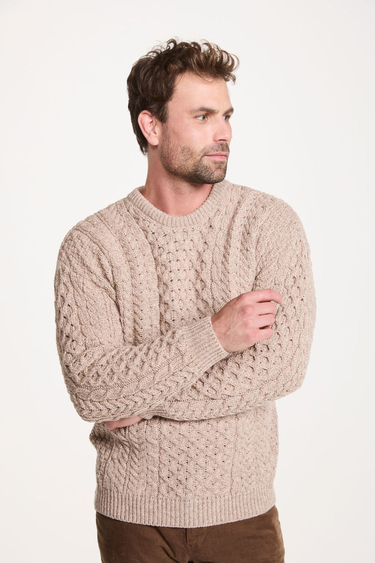 Pull traditionnel mérinos Aran pour femmes Inisheer - Marine