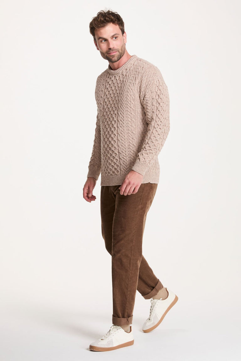 Pull traditionnel mérinos Aran pour femmes Inisheer - Marine