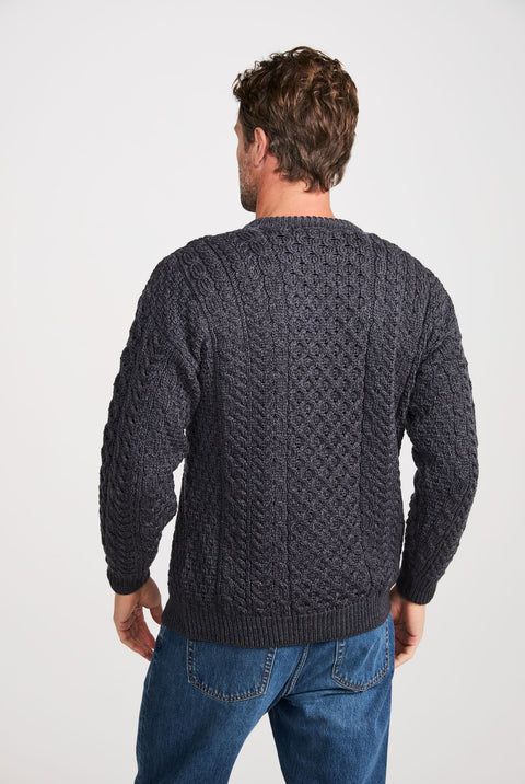 Pull Aran traditionnel pour homme Inisheer - Anthracite