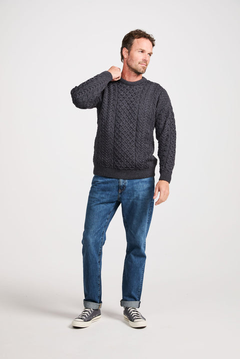 Pull Aran traditionnel pour homme Inisheer - Anthracite