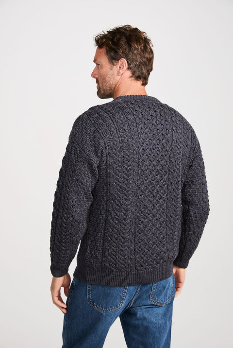 Inisheer Traditional Mens Aran Sweater - Charcoal