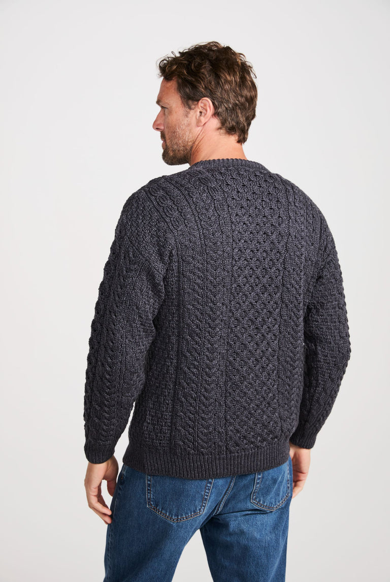 Pull Aran traditionnel pour homme Inisheer - Anthracite