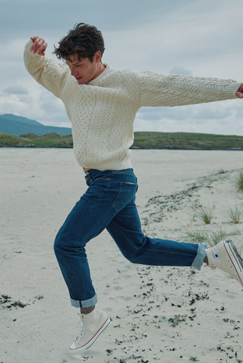 Pull Aran Traditionnel Inisheer pour Homme - Crème