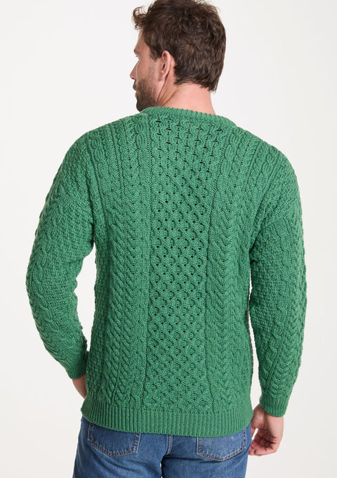 Inisheer Traditional Men's Merino Aran Sweater - Green