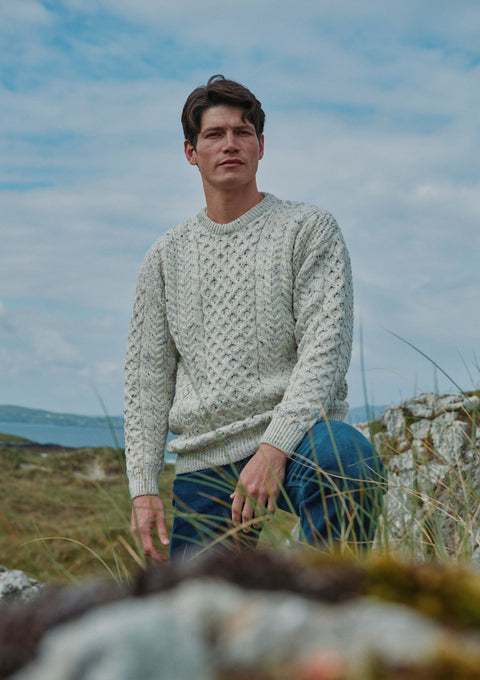 Merino wool sweater, Ireland, Aran, jumper, Pullover, men's sweater, made in Ireland ,knitwear ,cable knit,unisex ,fisherman