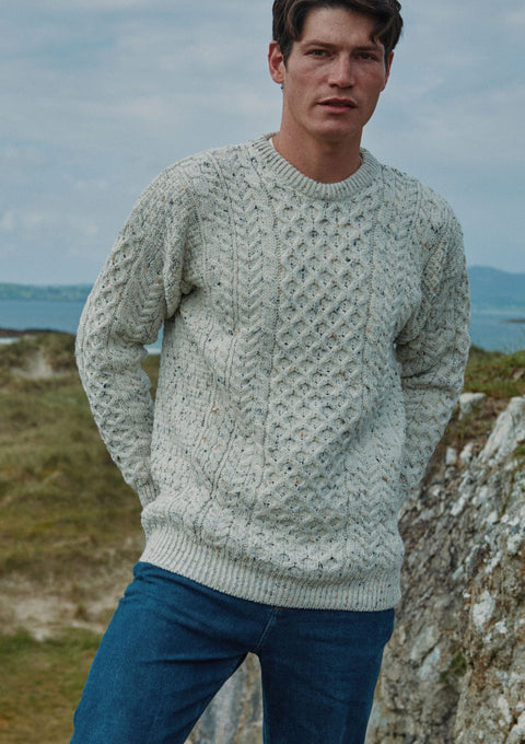 Sweater, merino wool, jumper, made in Ireland, Crew neck, cable knit, knitwear.wool jumper,aran, unisex, men's sweater