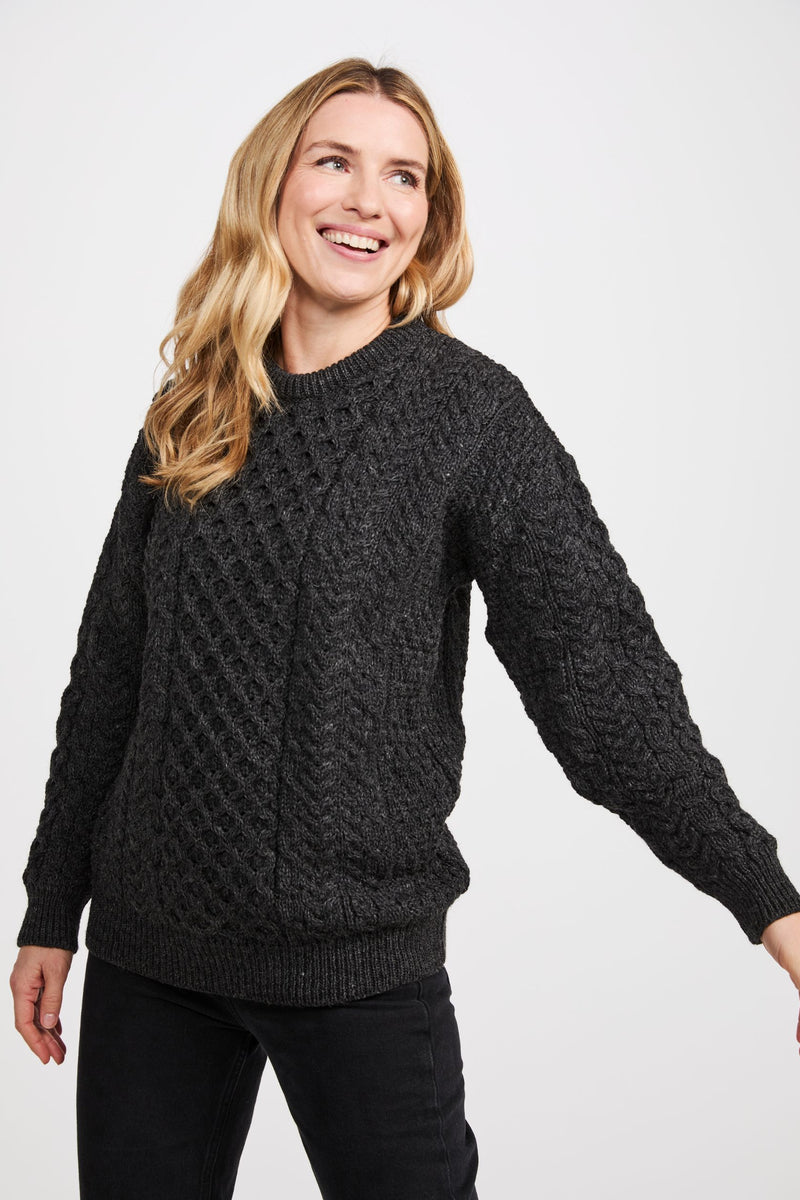 Merino wool sweater, jumper, made in Ireland, Crew neck, cable knit, knitwear.wool jumper,aran, unisex
