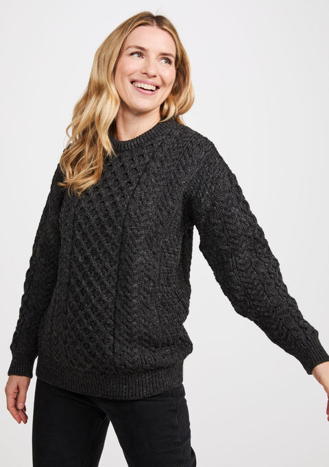 Merino wool sweater, jumper, made in Ireland, Crew neck, cable knit, knitwear.wool jumper,aran, unisex