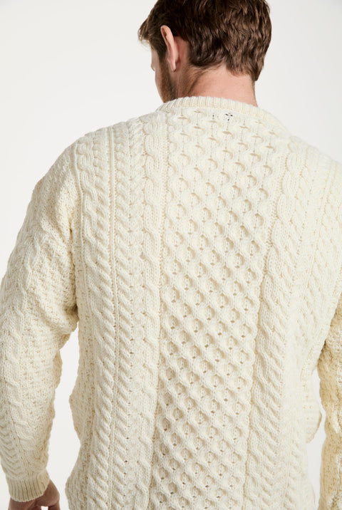 Pull Aran traditionnel pour homme Inishbofin - Crème