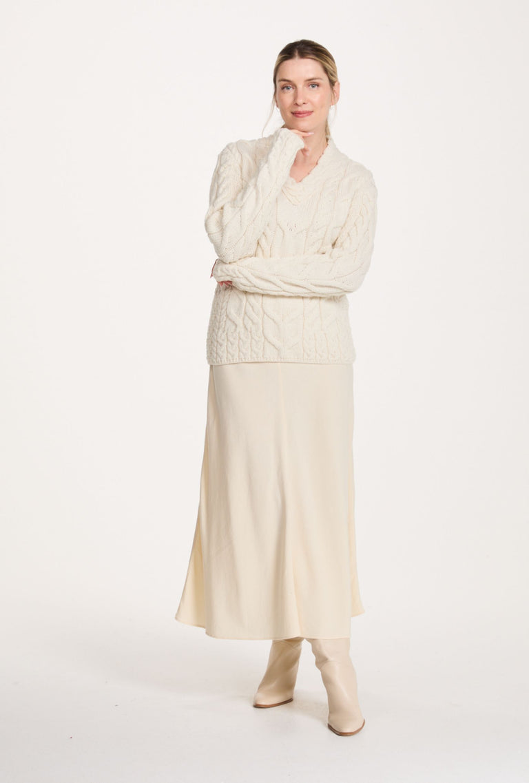 Tralee Damen-Pullover mit V-Ausschnitt, superweich, Merinowolle, Rosa 
