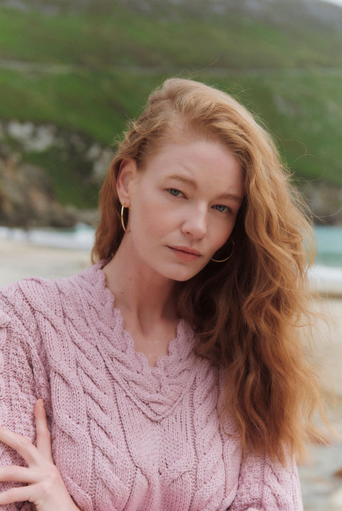 Tralee Damen-Pullover mit V-Ausschnitt, superweich, Merinowolle, Rosa 