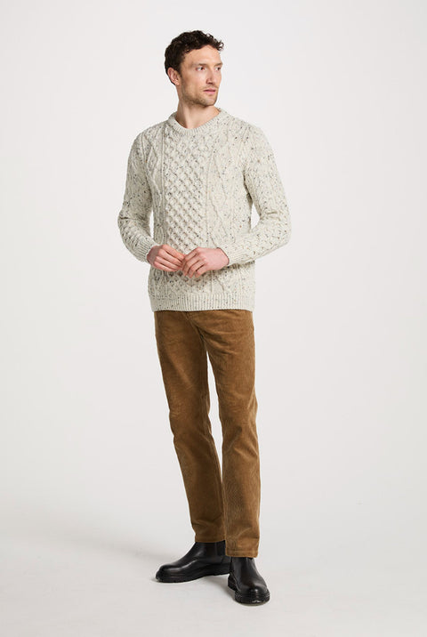Moher Traditional Aran Sweater - Flecked Cream