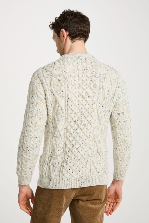 Moher Traditional Aran Sweater - Flecked Cream