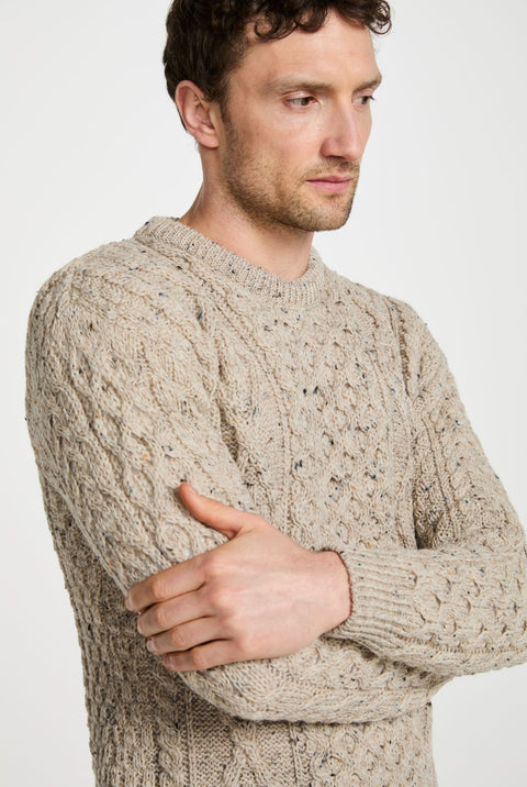 Moher Traditional Aran Sweater - Flecked Oat
