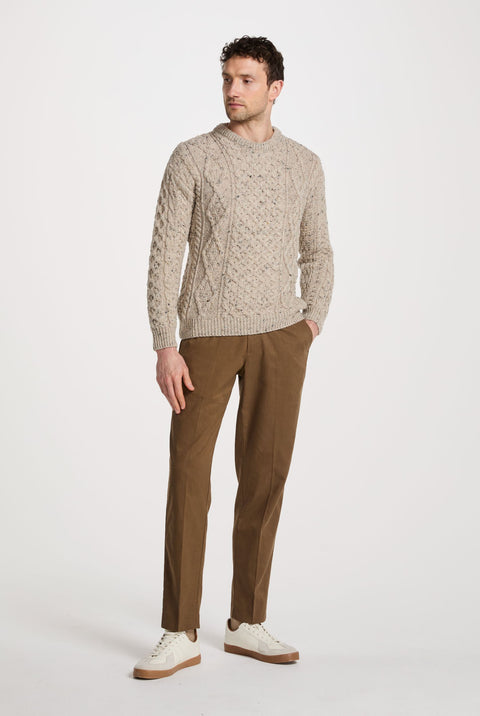 Moher Traditional Aran Sweater - Flecked Oat