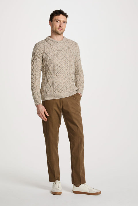 Moher Traditional Aran Sweater - Flecked Oat