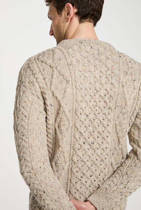 Moher Traditional Aran Sweater - Flecked Oat