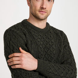 Moher Traditional Aran Sweater - Green