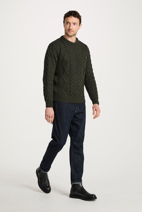 Moher Traditional Aran Sweater - Green