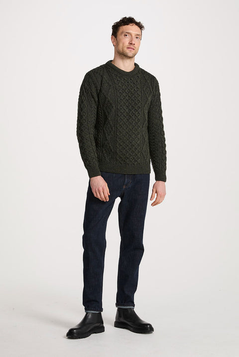 Moher Traditional Aran Sweater - Green