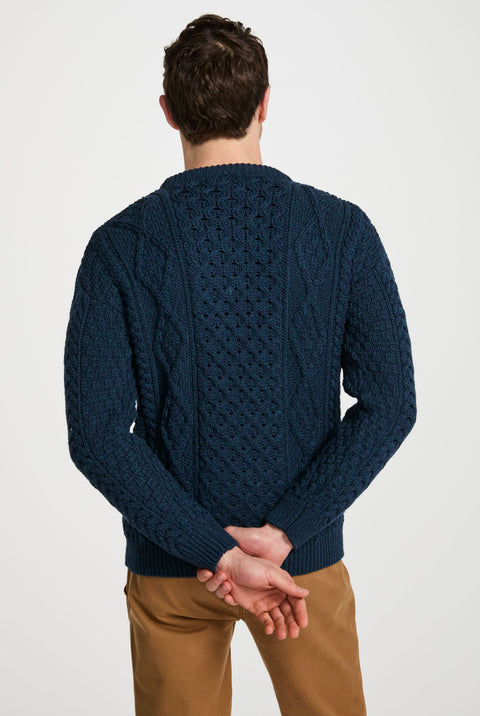 Moher Traditional Aran Sweater - Navy