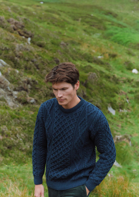 Pull Aran traditionnel pour homme Inishbofin - Avoine mouchetée