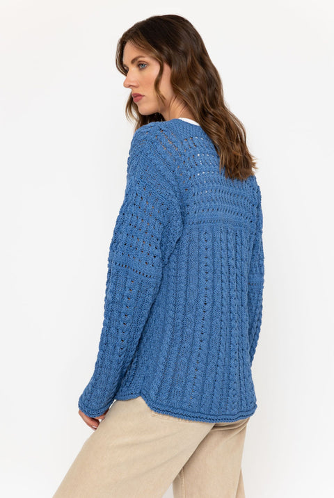 Iris Cotton Ladies Cardigan - Blue