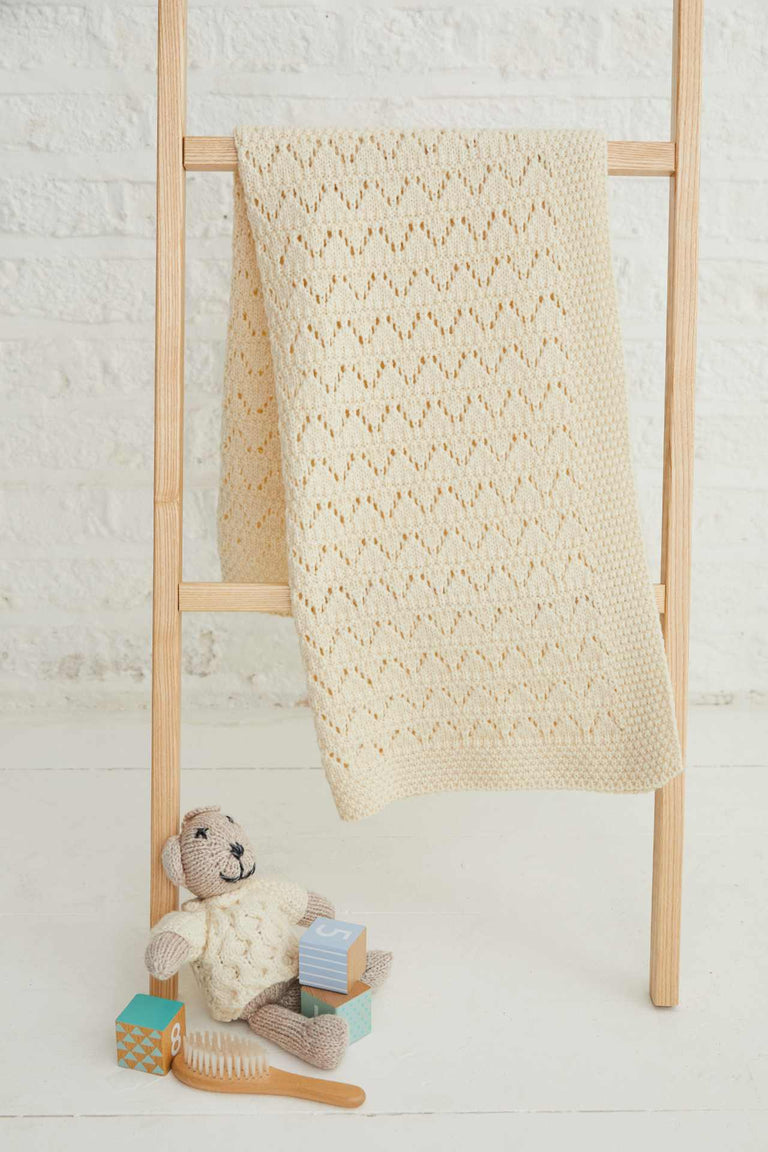 Couverture Aran Dugort Honey, Diamond & Cable - Crème