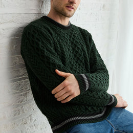 Pull ras du cou à rayures pour homme Inishbeg - Crème