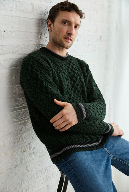 Lovely jumpers, Irish wool sweater, Men's sweater,  Aran, merino wool, made in Ireland, Irish sweater, Boyfriend, cable knit, crew neck， Pullover, green