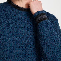 Pull ras du cou à rayures pour homme Inishbeg - Crème