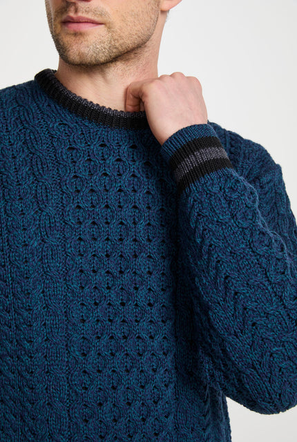 Men's sweater,  Aran, merino wool, made in Ireland, Irish sweater, Boyfriend, cable knit, crew neck， Pullover
