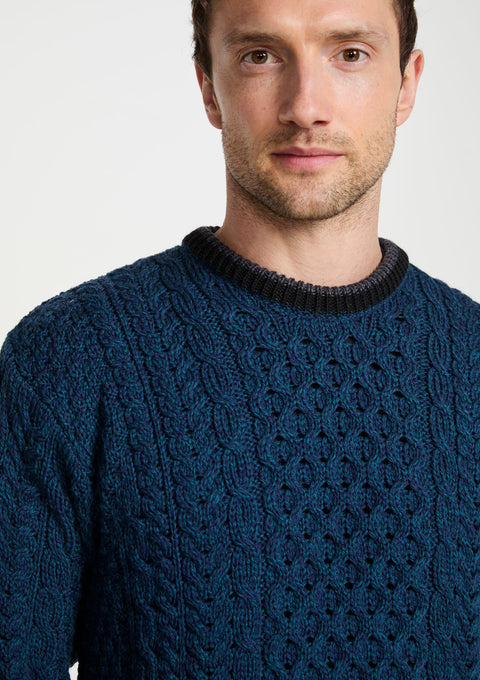 Men's sweater,  Aran, merino wool, made in Ireland, Irish sweater, Boyfriend, cable knit, crew neck， Pullover