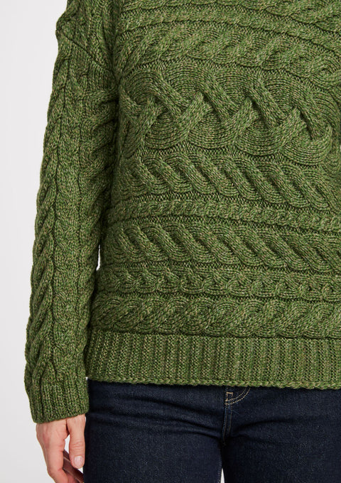 Merino wool sweater, Ireland, Aran, jumper, Pullover, made in Ireland, knitwear, women's sweater, ladies' jumper,green