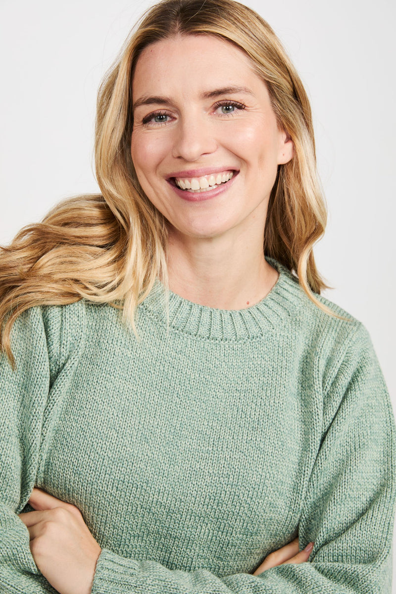 Merino wool sweater, Ireland, Aran, jumper, Pullover, made in Ireland, knitwear, women's sweater, ladies' jumper, green ,Crew neck
