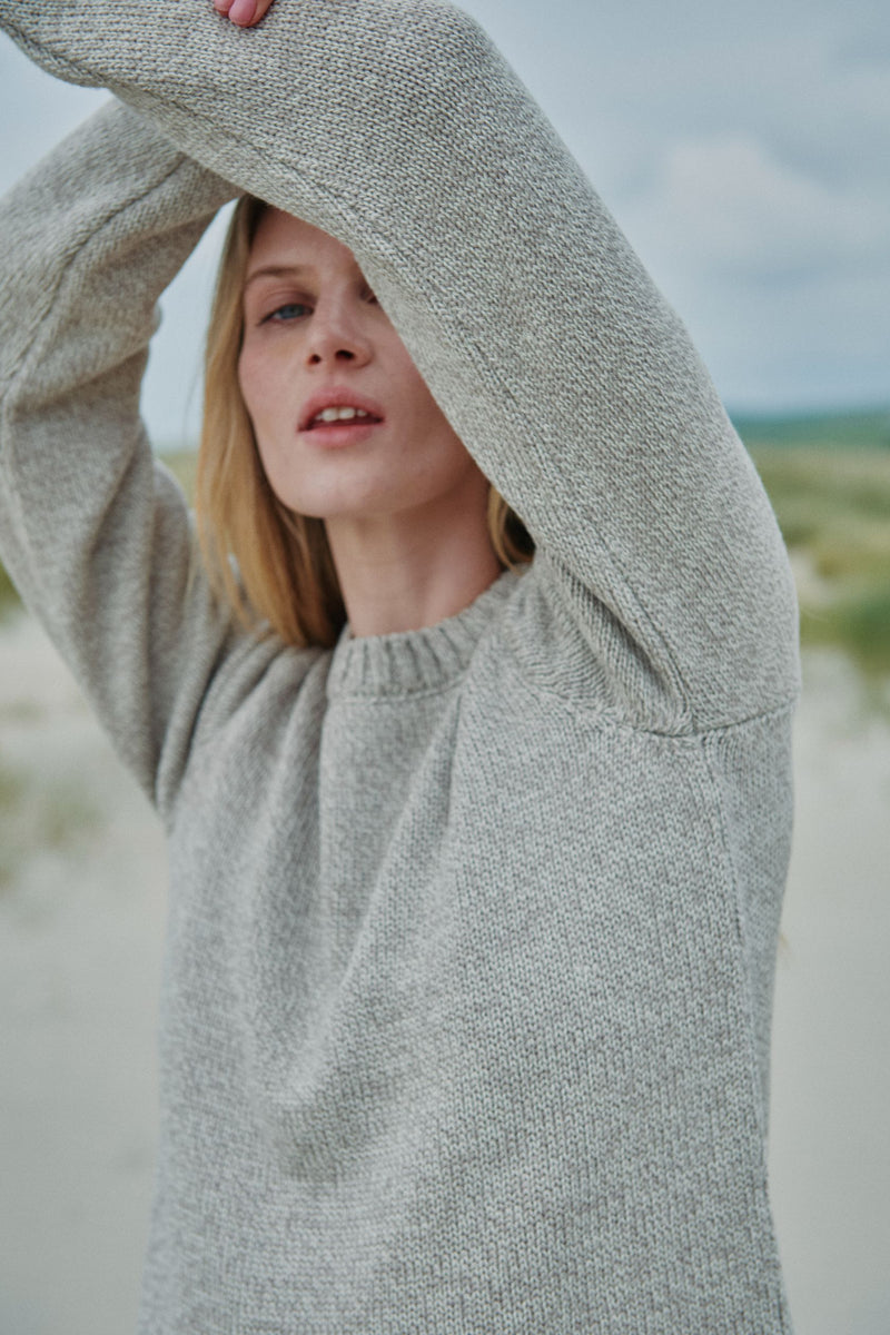 Merino wool sweater, Ireland, Aran, jumper, Pullover, made in Ireland, knitwear, women's sweater, ladies' jumper, oat, Crew neck