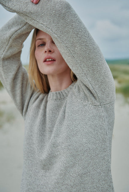 Merino wool sweater, Ireland, Aran, jumper, Pullover, made in Ireland, knitwear, women's sweater, ladies' jumper, oat, Crew neck