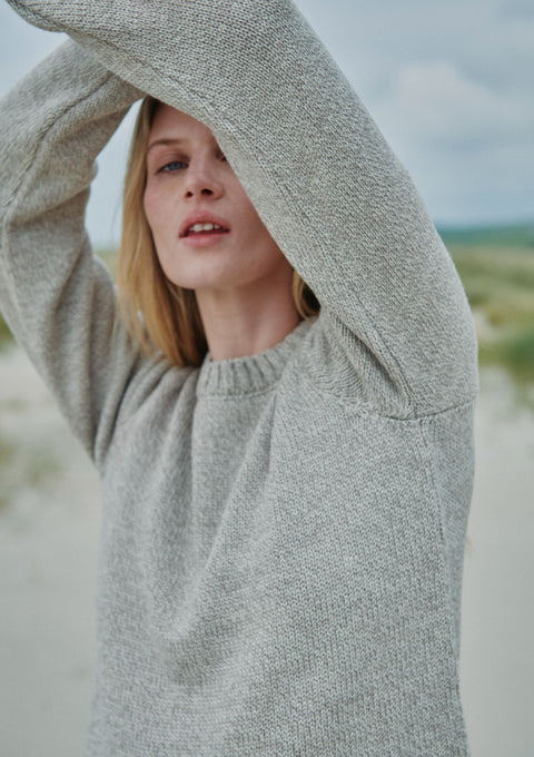 Merino wool sweater, Ireland, Aran, jumper, Pullover, made in Ireland, knitwear, women's sweater, ladies' jumper, oat, Crew neck