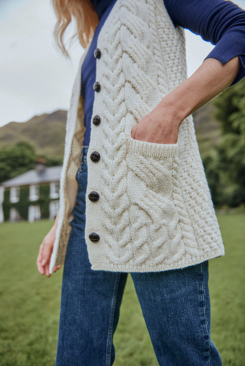 Saoirse Aran Supersoft Gilet - Cream