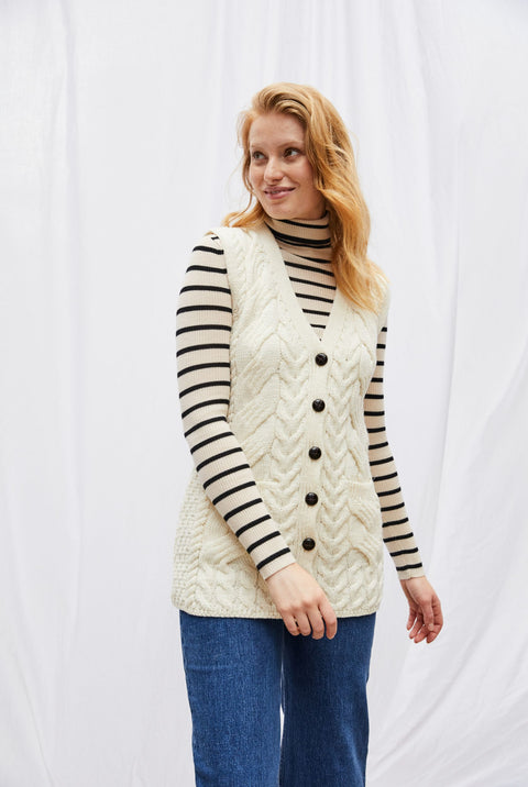 Saoirse Aran Supersoft Gilet - Cream