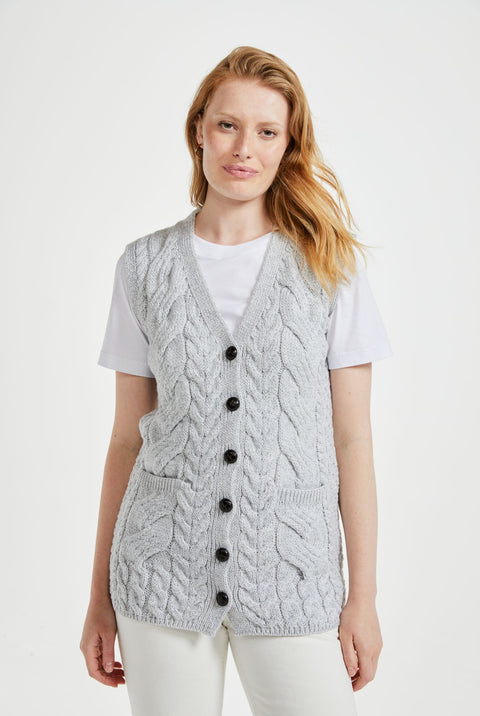 Saoirse Aran Supersoft Gilet - Light Grey