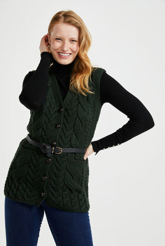 Saoirse Aran Supersoft Gilet - Green