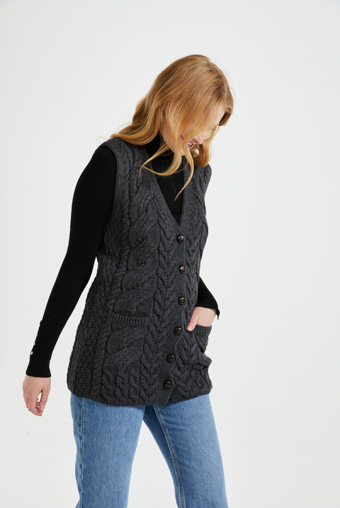 Gilet Saoirse Aran Supersoft - Gris