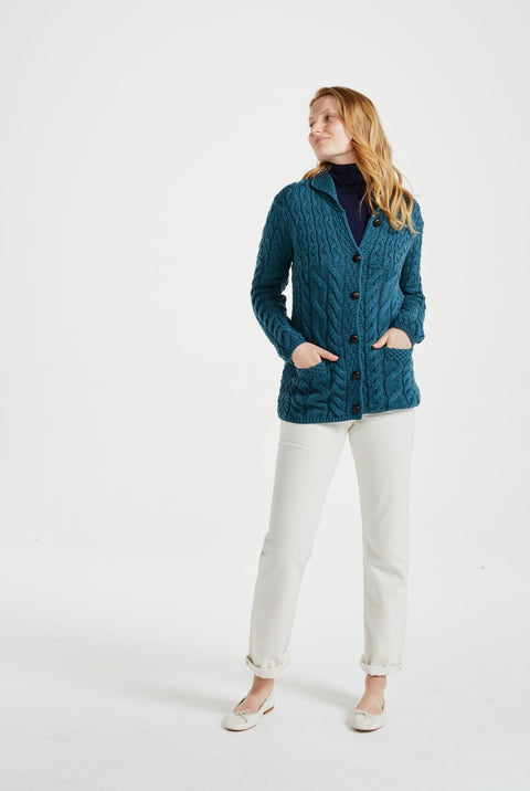 Sinéad Supersoft Aran Cardigan - Teal